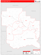 Judith Basin County, MT Digital Map Red Line Style